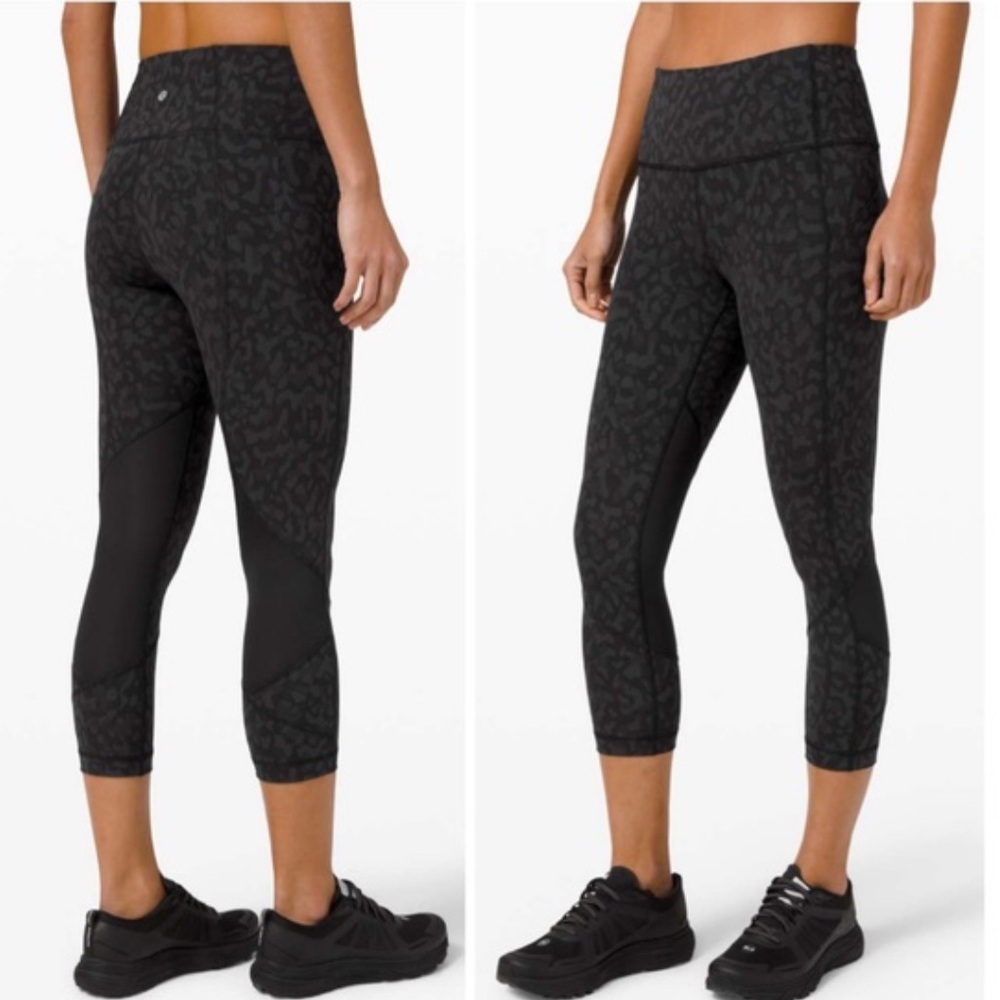 Lululemon Pace Rival High-Rise Crop 22" size 6‎ EUC Formation Camo Deep Coal